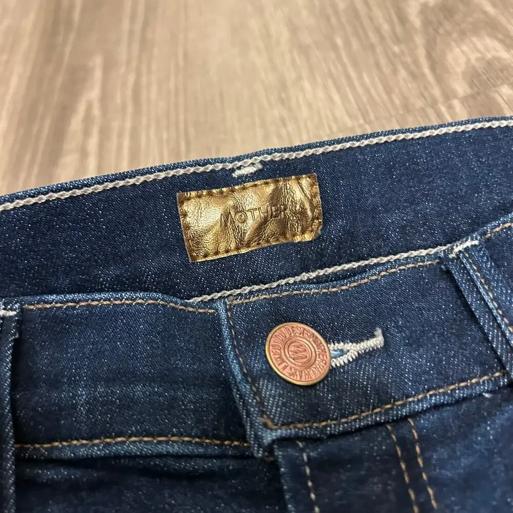 MOTHER‎ Insider Crop Step Fray Bootcut Jeans Off Limits Dark Wash 26 - Picture 13 of 16